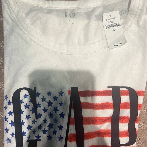 Gap Graphic Tee  XL White  Short Sleeve USA 2018 American Flag Cotton - Picture 2 of 3